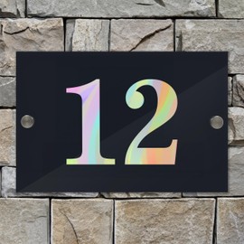 Badgemaster Modern Anthracite House Number Sign Plaque Stainless Steel Standoffs 20cm x 13cm Colourful Gradient