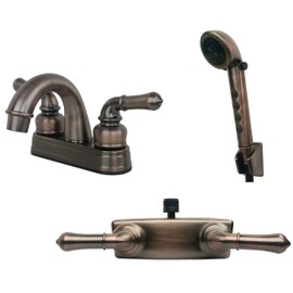 Builders Shoppe 2001BZ/3220BZ/4120BZ RV Bathroom and Shower Faucet with Matching Hand Shower Combo Brushed Bronze Finish