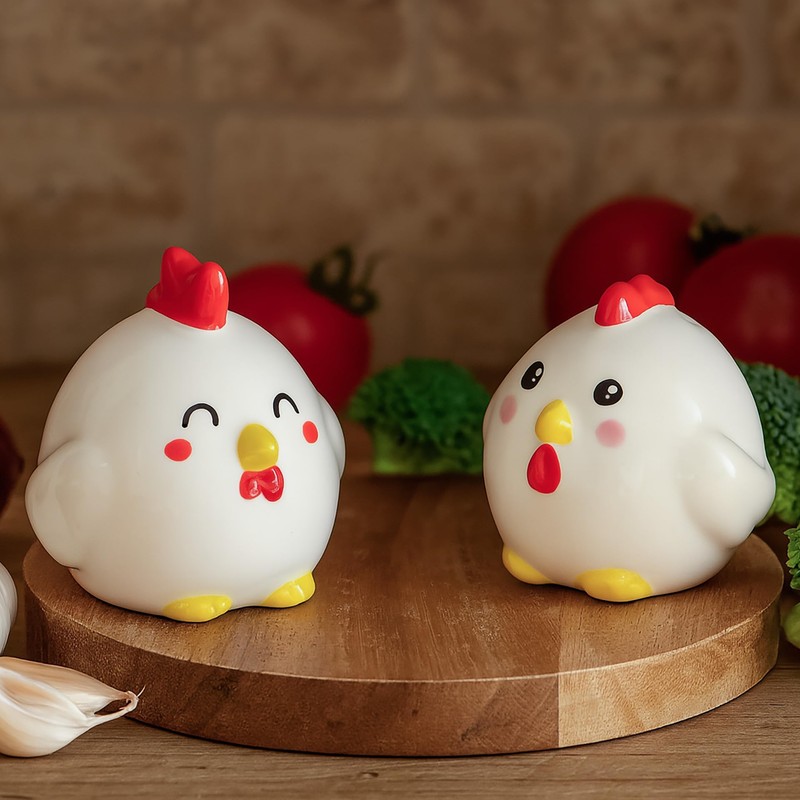 Legami - Hand Painted Ceramic Chicken Theme Salt and Pepper