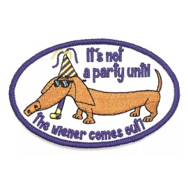 Retro It’s Not A Party Dachshund Wiener Dog Iron On Patch Vintage Style Retro Cap Hat