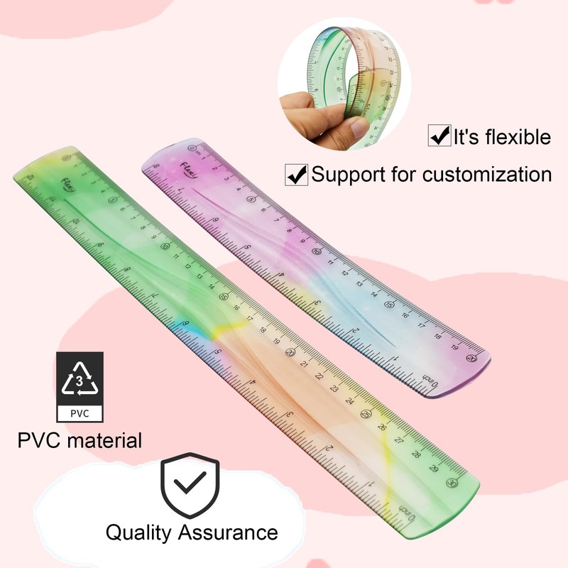 3 Pcs Ruler 30cm/20cm/15cm Folding, Colorful Ruler, Foldable Ruler Student