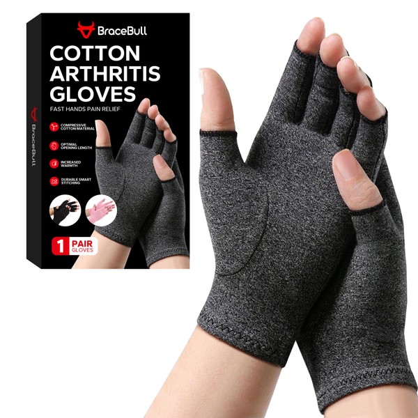 Fingerless Compression Gloves (1 Pair), Cotton Arthritis Gloves Women Men,