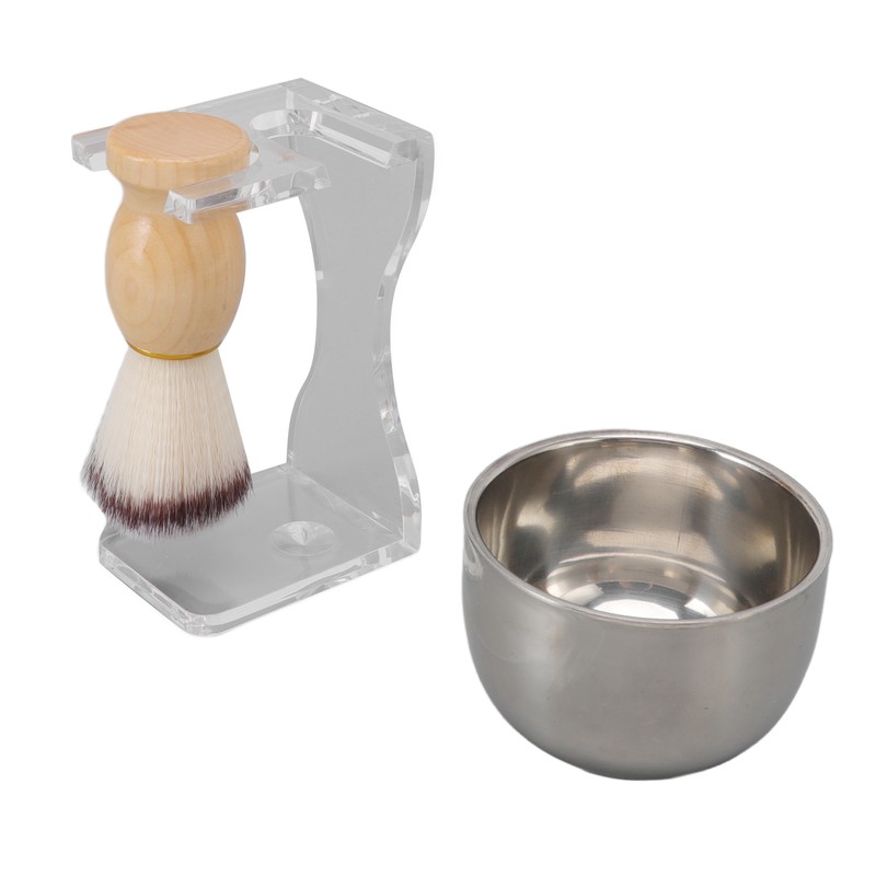 3 PCS Men Shaving Brush Set Acrylic Brush Holder Bubble