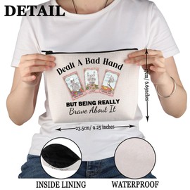 PYOUL Chronic Illness Inspired Gift Dealt A Bad Hand Makeup Bag Invisible Illness Spoonie Cosmetic Bag Hidden Disability Gift (Bad Hand Bag)