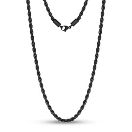 Cadoline Black 316L Stainless Steel Men's Jewellery 2mm 18 Inch Knot Rope Long Necklaces For Women