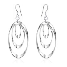 Hypoallergenic Plated Silver Circle Dangle Earrings Geometric Boho Earring for Women Dangling Hoop Bohemian Jewelry