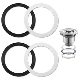 4Pcs 110mm O‑Ring Seal Washers 2 Set Replacement Kit with 2 Black Rubber & 2 White Sponge Washer Universal Leak‑Proof Seals for DIY Tap Kitchen Bathroom Valve Sink Drains Easy to Install