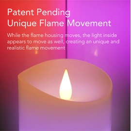Softflame Flameless Multi Color Flickering Moving Flame 3"x 7" Pillar LED Candle，Battery Operated, Real Wax, White, Remote Control with Timer