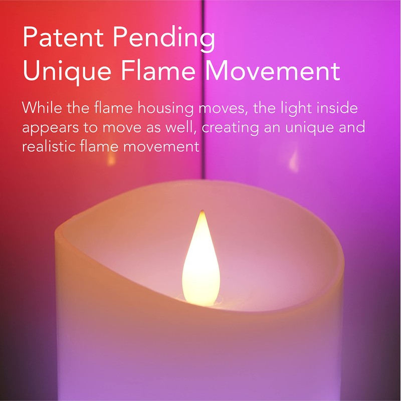Softflame Flameless Multi Color Flickering Moving Flame 3"x 7" Pillar