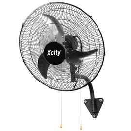 Xcity 18 inch Industrial Wall Mounted Oscillating Fan, 3-Speed, High Velocity, Max 4200 CFM, Adjustable Tilt, Heavy Duty Metal Outdoor Fans for Patio, Garage, Workshop, Warehouse, Black