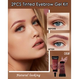 Waterproof Tinted Eyebrow Gel Kit-2PCS Burgundy Thickening Brow gel para cejas,Brow Fillers,Fast Definitio Brow Glue,Natural Long Lasting Waterproof brow Makeup for Women with 2 Eyebrow Brushes-Set 06