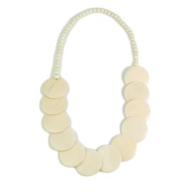Heritage Hues Wooden Circular Bead Necklace - Light Wood colour
