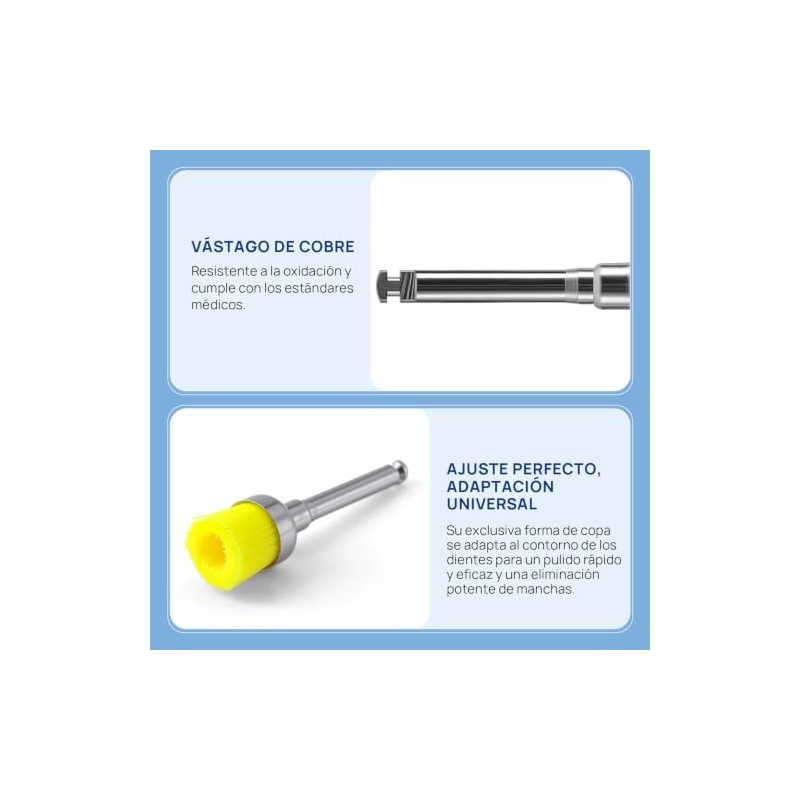 Cepillos Profilaxis Dental Tipo Copa Cerdas Nylon Suave 100pcs Colorido