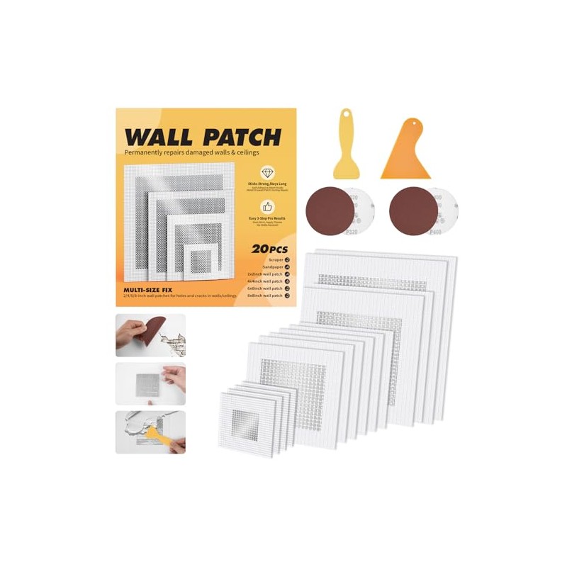 20 Pack Drywall Patch, 2/4/6/8 Inch Drywall Repair Patch, Large