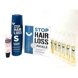 Compagnia Del Colore Stop hair Loss Shampoo 250 ml /8.45 oz and Phials 2 x 7 ml - Free Starry Lip Plumping Gloss 10 ml