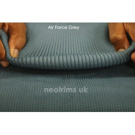 Rib Knit Fabric Waistband Stretch Material,2 x 2 Ribbed Polyester Sports Feel Jersey Fabric. Revamp Waistbands & Cuffs on Old Jackets. 11 Colours, Neotrims UK. Air Force Grey, 1/2 Meter