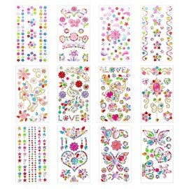 12 Gem Diamond Stickers, Children'S Facial Gem Stickers, Diy Creative Stickers Decoration, Tattoo Diamond Stickers, Fun Colored Stickers