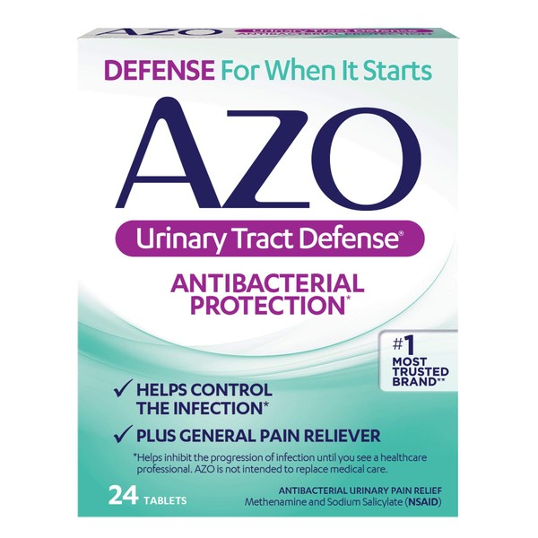 AZO Urinary Tract Defense Antibacterial Protection, Helps Control a UTI Until You Can See a Doctor, No. 1 Most Trusted Urinary Health Brand, 24 Count (Pack of 1)