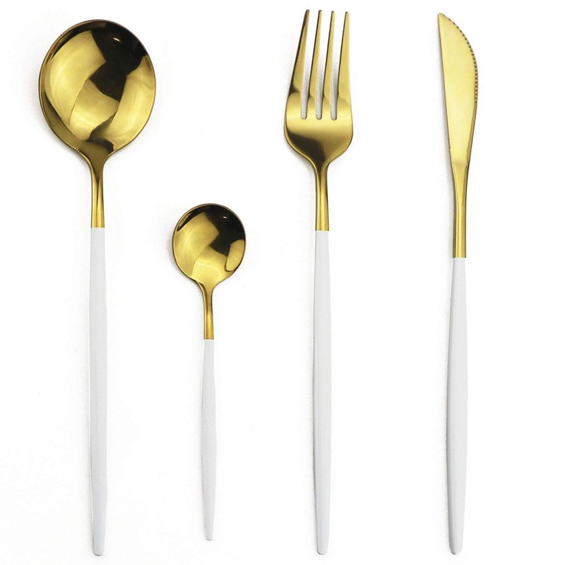 JANKNG 24-Piece Flatware Set, 18/0 Stainless Steel Knife Fork Spoon