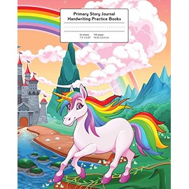 Primary Story Journal: Rainbow Unicorn, Handwriting Practice Paper