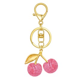 Cherry Keychain cherry Bag Charm Keychain Accessories Gifts for Women Purse Bag Charms Extender Chain for Handbags (A Pink Cherry)
