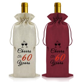 Vadaka 2PCS 60th Birthday Gifts for Women Men Wine Bags Birthday Gift for 60 Year Old Women Men Happy 60th Birthdays Gifts Ideas for Her Mom Sister Friend Grandma 60 Years Old Birthdays Decorations