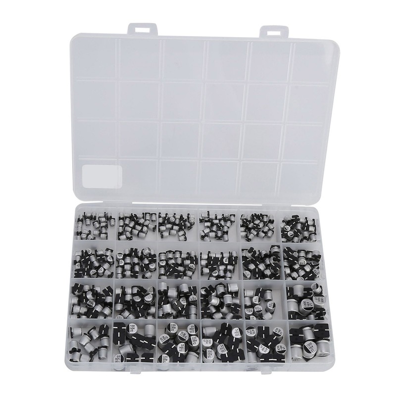 400Pcs SMD Electrolytic Capacitor 24 Values Aluminium 1uF‑1000uF Accessory Set