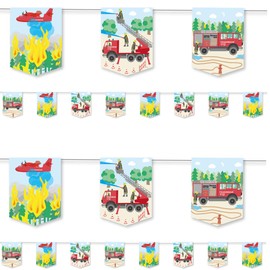 DH-Konzept: 3.5 m Bunting Fire Brigade Decoration for Children's Birthday Parties and Theme Parties Children's Garland Party Chain Fire Fighter Party