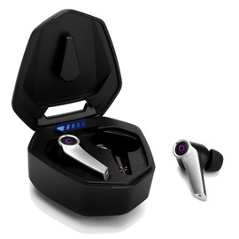 August True Wireless Gaming Kopfhörer mit Bluetooth 5.0 EPG500 – Stereo Gaming Mini Earbuds mit Dual Mikrofon Low Latency Berührungssteuerung Ladeschale USB C -kompatibel für Android und iOS-Schwarz