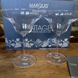 Waterford NIB Set Of 2 Marquis By Waterford Crystal Margarita Glasses 7.25" New
