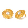 Rockyu Gold Big Pearlized Stud Earrings for Women Gorgeous Wedding