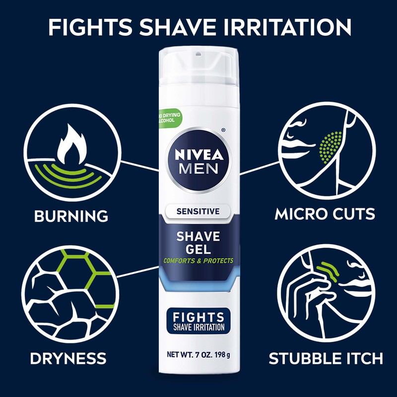 Nivea For Men Shaving Gel, Sensitive, 7 oz