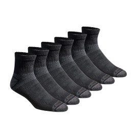 Eddie Bauer Men's Socks Dura Dri Moisture Control 6-Pair Quarter Socks, Black (6 Pairs), Large