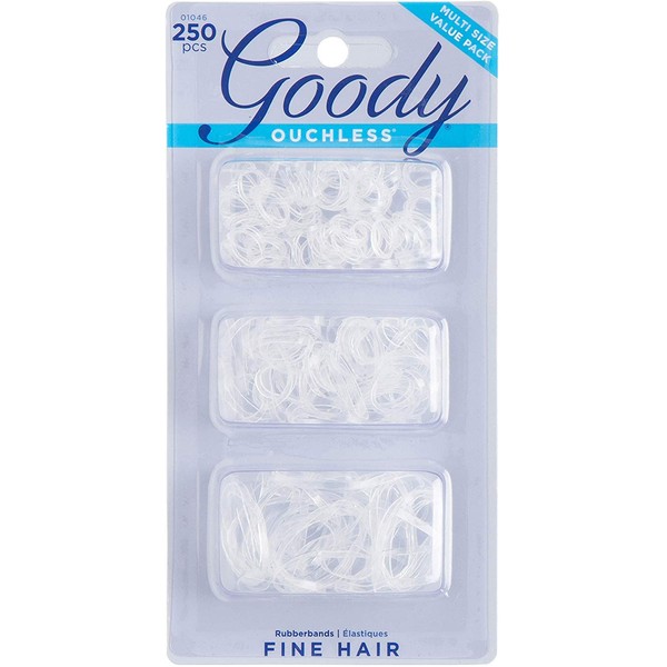 Goody Women's Hair Ouchless Multi Clear Polyband Elastics, 250 Count