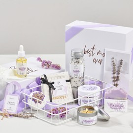 peacoeye Birthday Gifts for Mom Mothers Day Gifts Women Spa Lavender Bath Gift Baskets Relaxing Self Care for Best Mother Wife Home Bath Kit Care Package Gift Ideas Thank You mom from Daughter Son