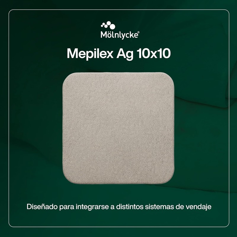 Mepilex Ag 10x10 cm Apósito De Espuma Tecnología Safetac® Espuma