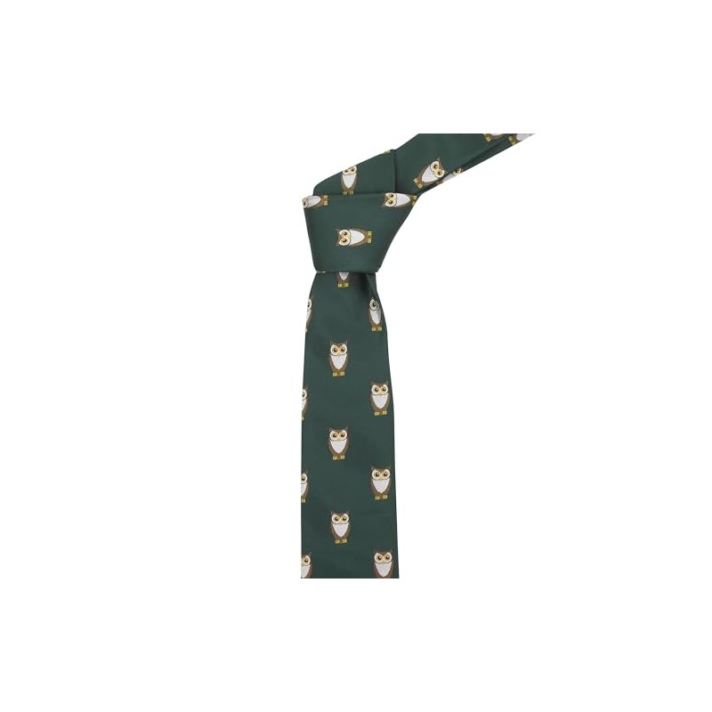 King & Priory Dark Green Embroidered Owl Tie