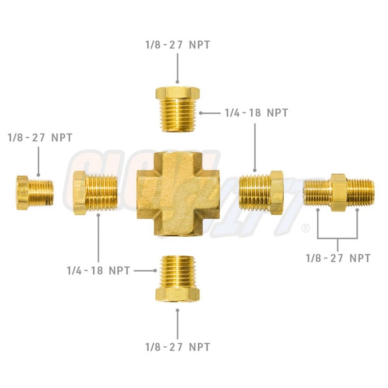 GlowShift 1/8-27 NPT T-Fitting Sensor Thread Adapter for Pressure &