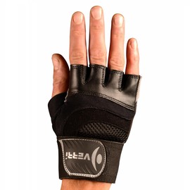 Verri | Guantes para Pesas con muñequera sintética para Seguridad y protección de Manos y muñeca en Entrenamiento en Gym, Rutina con Pesas, Negro, EG