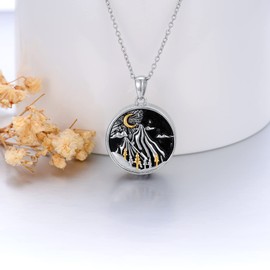 TOUPOP Memorial Gifts Moon Mountain Tree Urn Necklace for Ashes for Women Men S925 Sterling Silver Nature Hiking Cremation Jewelry Ashes Keepsake Memorial Funeral Bereavement Gifts for Mom Dad