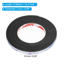 PATIKIL 5m/16.4ft Sealing Foam Tape, 10mm Wide 2mm Thick Single Sided Weather Stripping Door Furniture Seal Strip for Window Pipes Insulation, Black