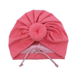 Silk Satin Lined Turban Hat for Babies Infant Toddler Girls Boys Bonnet Newborn Cotton Beanie Little Kids Shower Caps (6M, 107 Cott Watermelon)