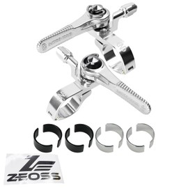 DIA-COMPE ENE CICLO Thumb Shifter Set – 2/3x Front & 8/9/10-Spd Rear, Silver, with Zeoss Sticker, DP3174-S-ZEO