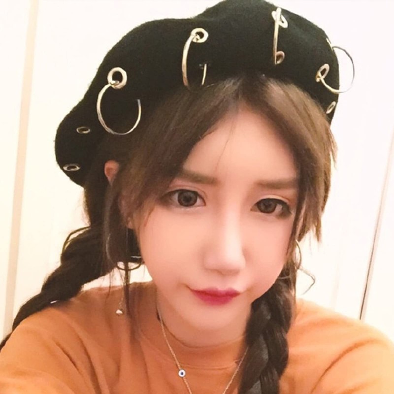 FANGFA Berets Fashion Iron Ring Painter Hat Punk Style Beret