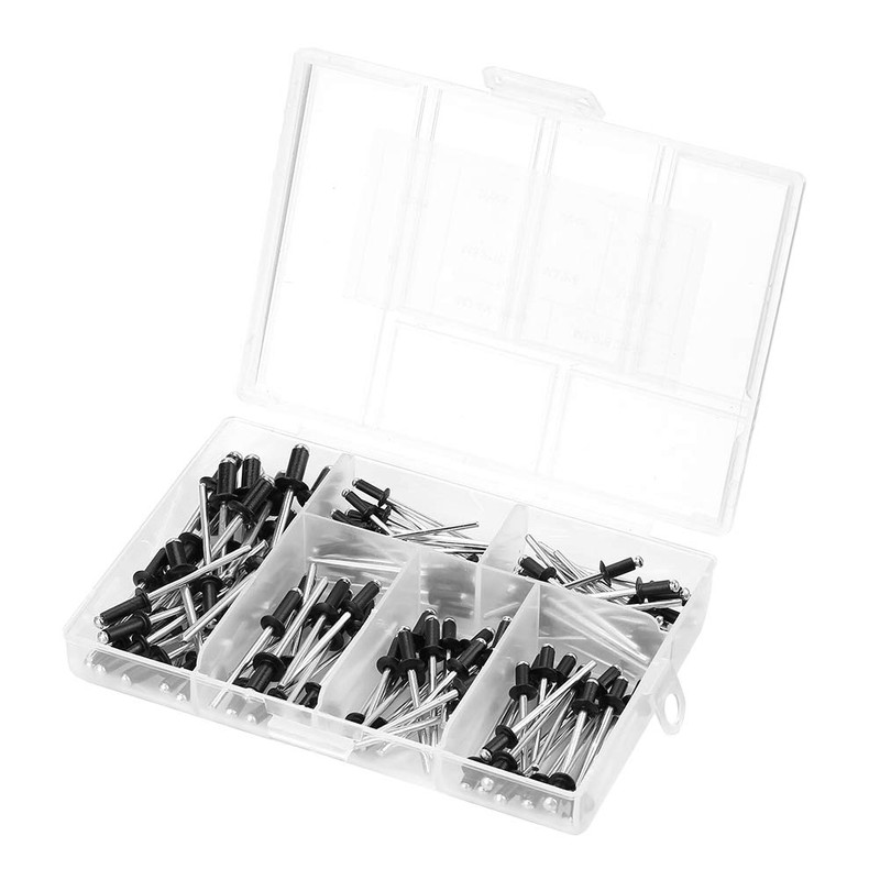 Black Aluminium Rivets, 120 Piece Aluminium Blind Rivet Mounting Assortment,