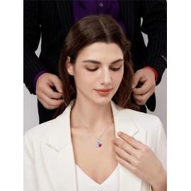 Seiyang Maltese Ruby Birthstone Necklace 925 Sterling Silver Maltese Dog Pendant Necklace with July Birthstone Birthday Jewelry Gifts for Women Dog Lovers