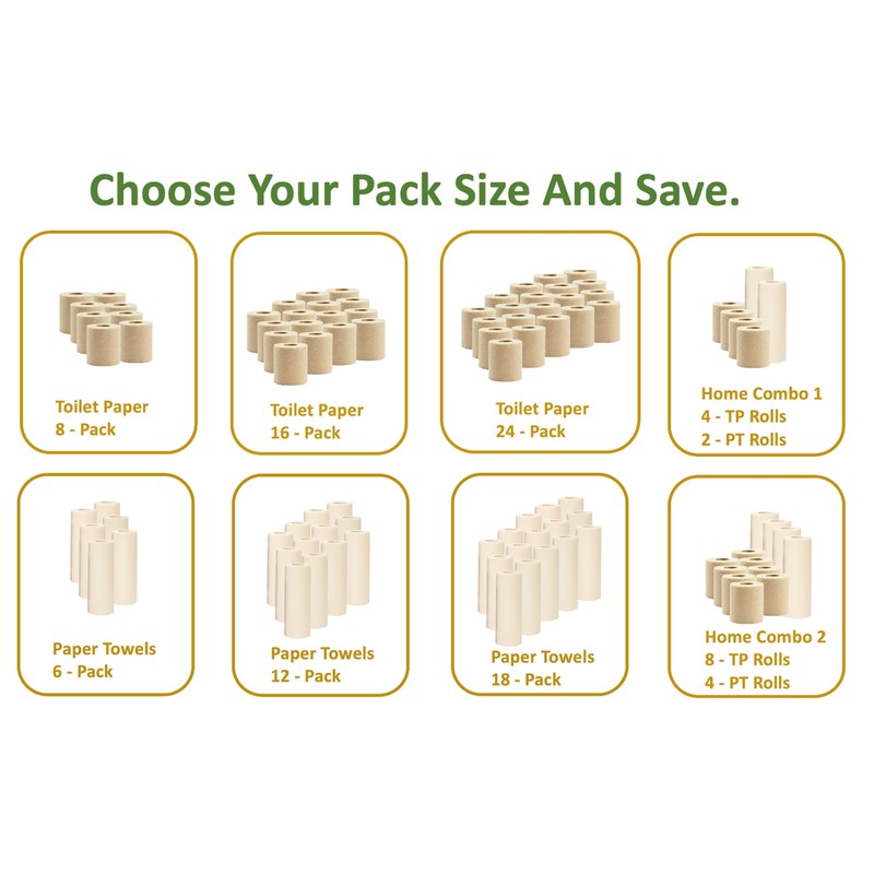 100% Bamboo, thick 3-ply toilet paper, tree-free, unbleached, sustainable, 300