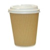 We Can Source It Ltd – 8oz. Kraft Ripple Paper Cups with Lids - Eco-Friendly Drinkware 100% Compostable Recyclable – Great for Tea, Coffee, Hot Drinks - 500-Pack