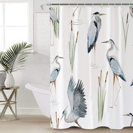 Shower Curtain, 72 x 72 Inches Shower Curtain Liner, Birds Heron in The Water Shower Curtains for Bathroom, Shower Stall & Bathtubs, Waterproof Polyester Fabric Shower Curtain Set
