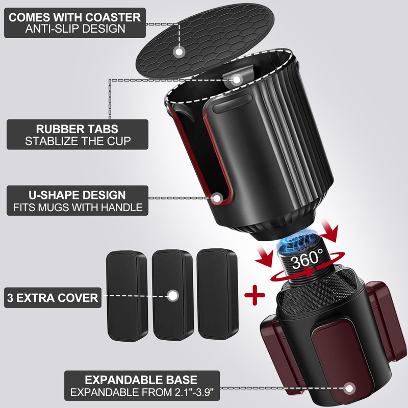 Cup Holder Expander, Expandable Auto Drinks Holders, Adjustable & Detachable